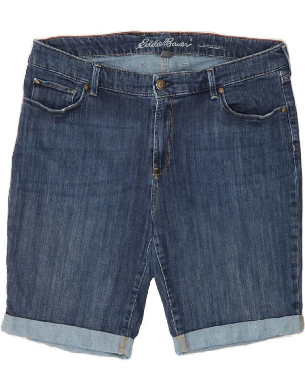 Beautiful Romance EDDIE BAUER Womens Slightly Curvy Denim Shorts US 18 2XL W40  Blue Cotton