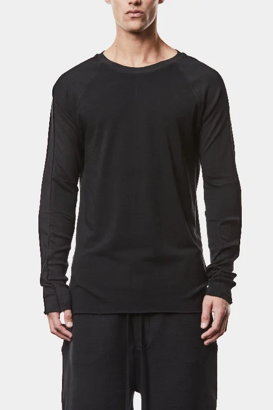 Alice style Piped seams long sleeve tee, Black