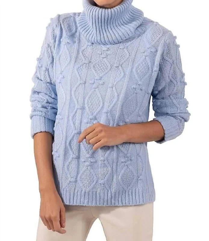 Letter embroidery Knot Enough Sweater In Periwinkle Blue