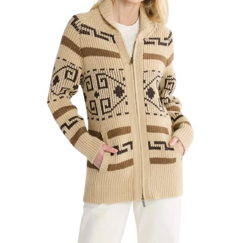 Sports Casual Style Westerley Cardigan In Tan/brown