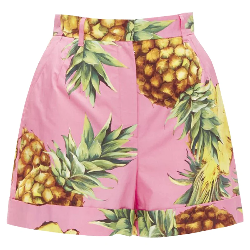 High Street Fashion Dolce & Gabbana Pineapple print A-line high waisted shorts