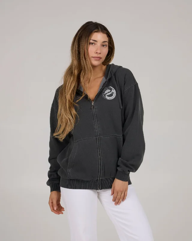 Creative Prints Fishin Yang Zip Fleece Hoodie - Faded Black