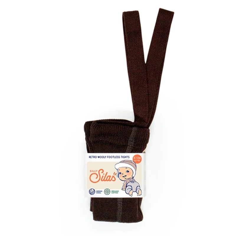 Round neck design Silly Silas Wooly Footless Tights With Braces Espresso Brown