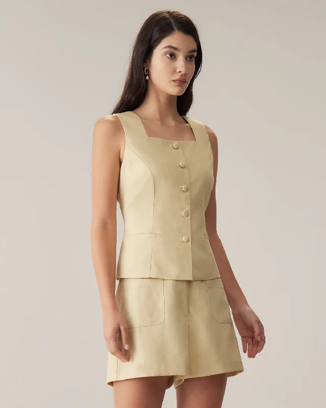 Wearable At Home Or Out Yellow Pocket Shorts