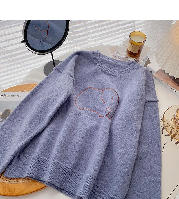 Noble And Elegant Retro lazy aging fun loose long sleeve top  6040