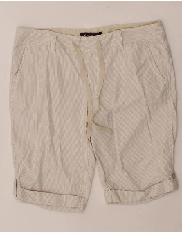 Body Design EDDIE BAUER Womens Bermuda Shorts US 12 Large W34  Beige Pinstripe