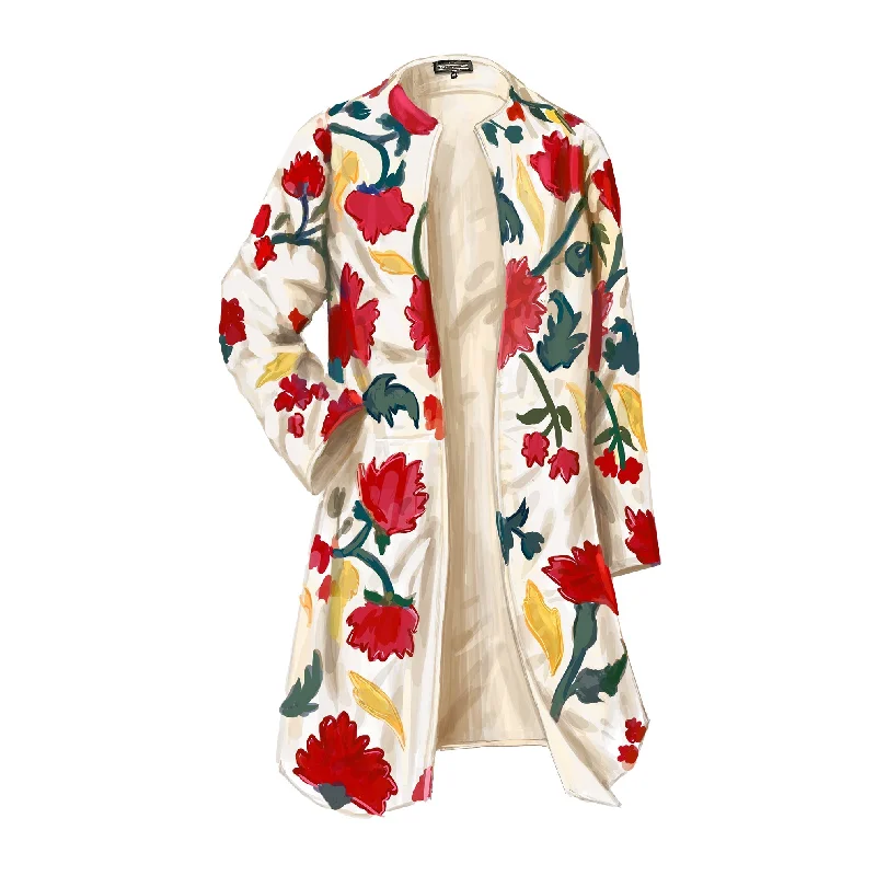 Elegant And Elegant Quilted Applique Coat