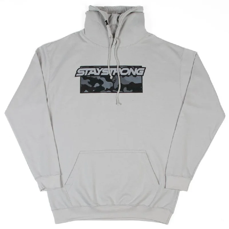 Thin Design Stay Strong Camo Hooded Sweat - Moon Dust Grey
