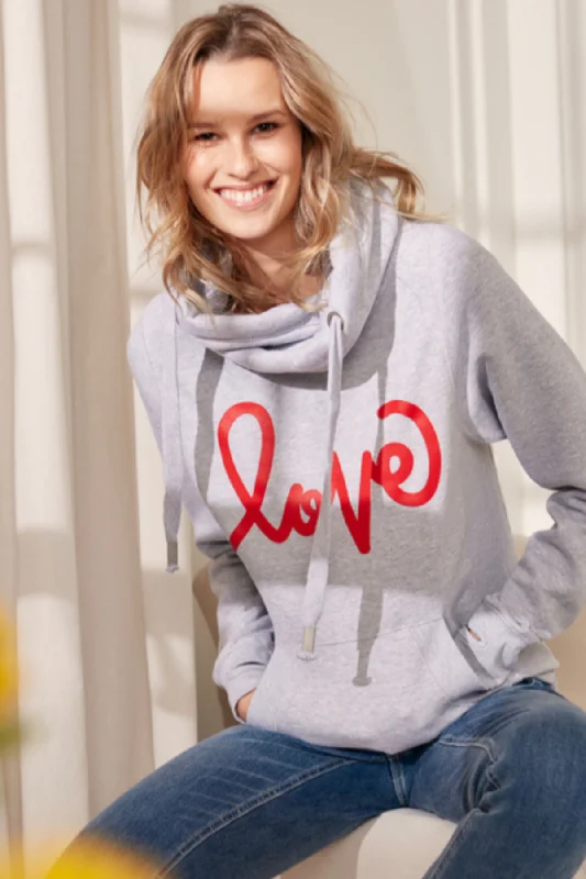 Dynamic Fashion Grey Love Me Cowl Neck Hoodie