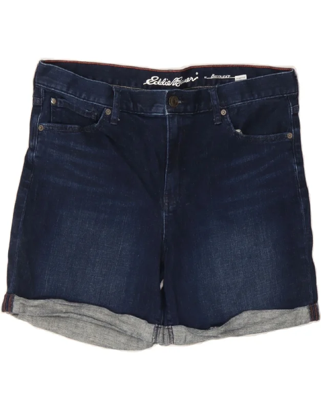 Knowledge And Elegance EDDIE BAUER Womens Boyfriend Denim Shorts US 12 Large W34  Navy Blue