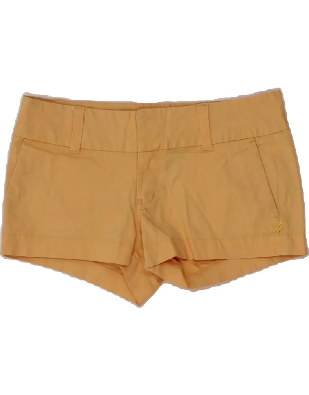Retro Prints HURLEY Womens Low Waist Hot Pants US 5 Medium W32 Beige Cotton
