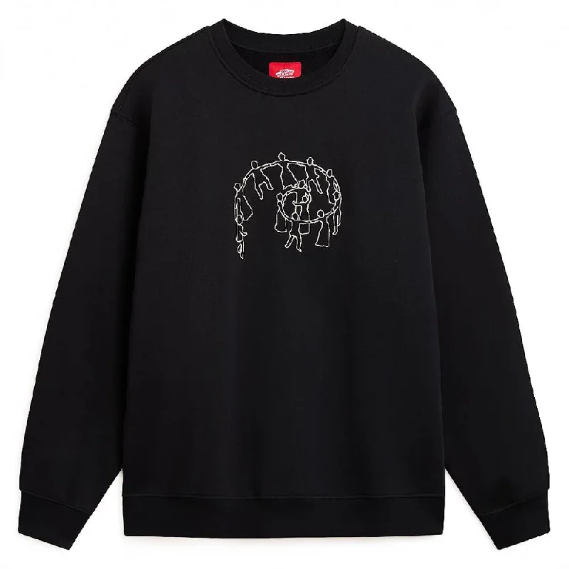 Fashion Design Vans Skate Hold Hands Crewneck Sweatshirt - Black