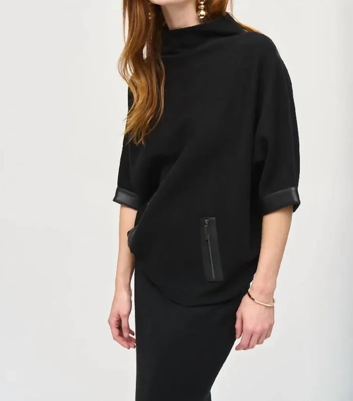 Cool Style Sweater Knit Top In Black