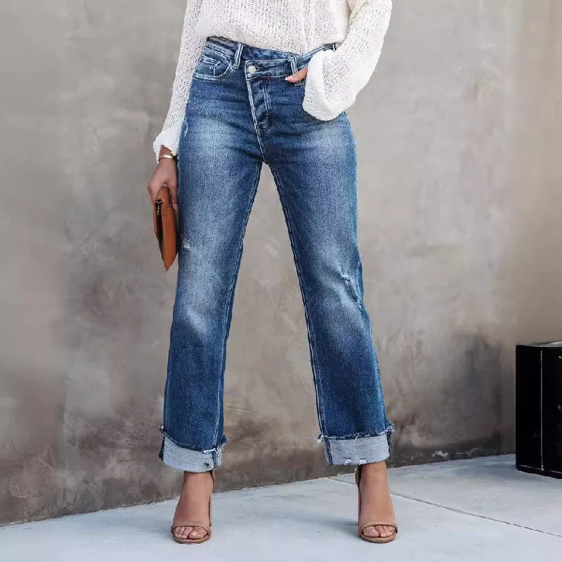Exquisite Tailoring Women's Fashion Individual Casual Loose Jeans
