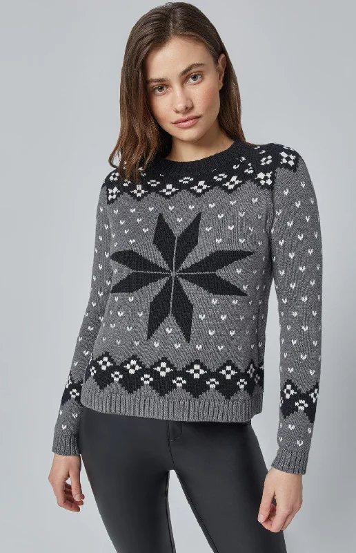 Trendy And Casual Greta Fair Isle Sweater | Heather Grey