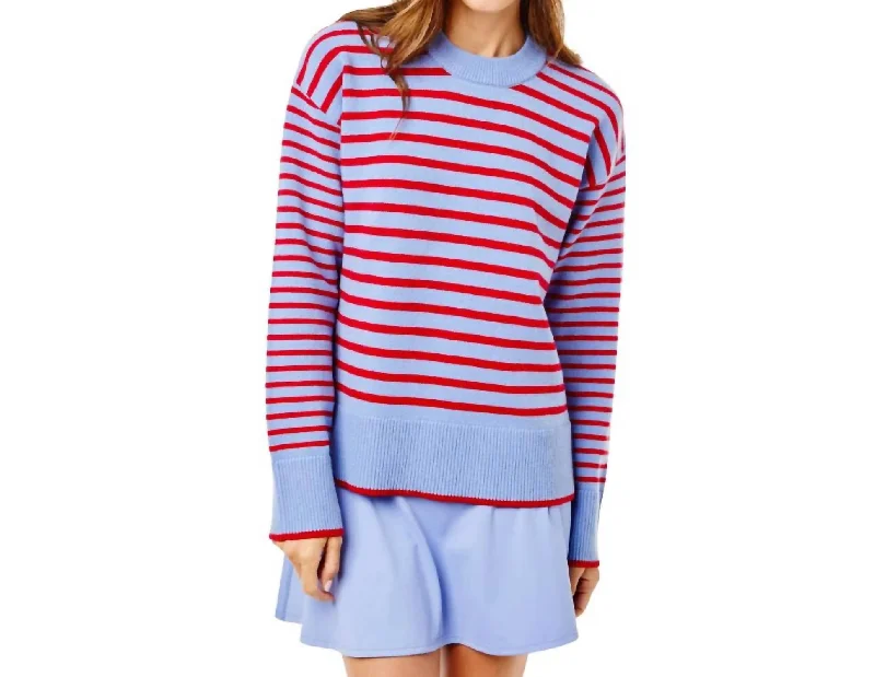 High-quality fabrics Carlyle Crewneck In Violet Cherry Stripe