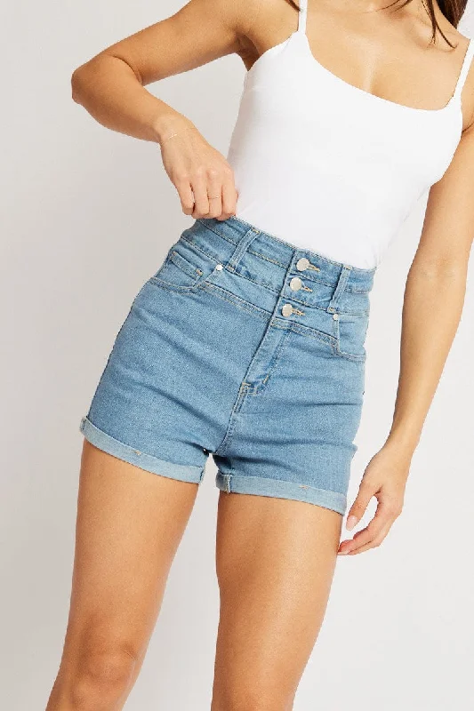 Romantic And Fresh Denim Skinny Short High Waist