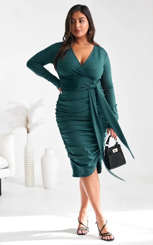 British Fashion Martini Midi Dress - Teal