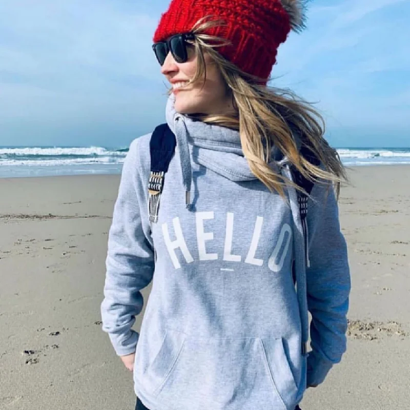 Sports Jacket Grey Hello Cowl Neck Hoodie
