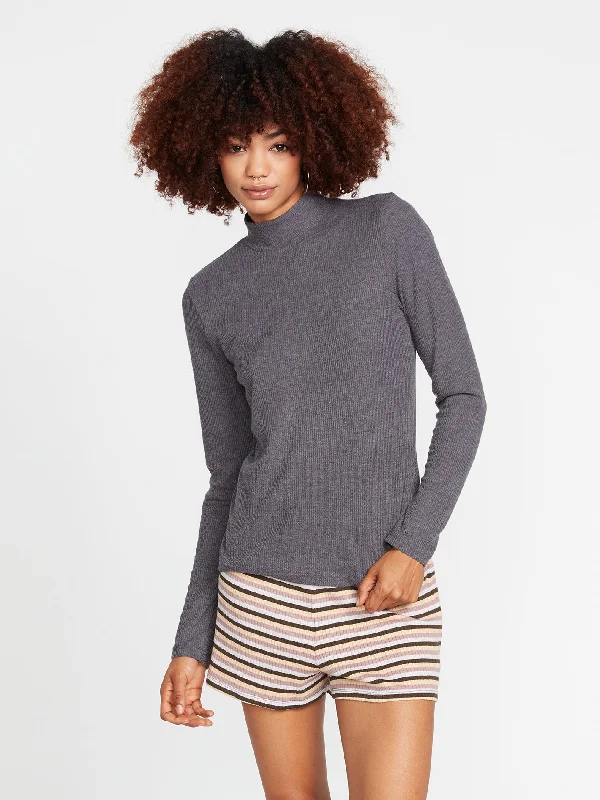 Design And Tailoring Lived In Lounge Rib Long Sleeve Top - Black