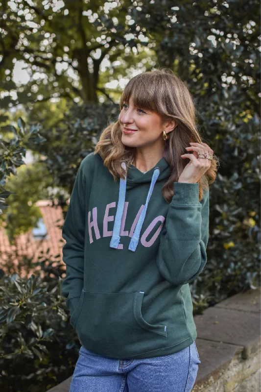Single-shoulder Neck Design Luxe - Khaki Hello Hoodie