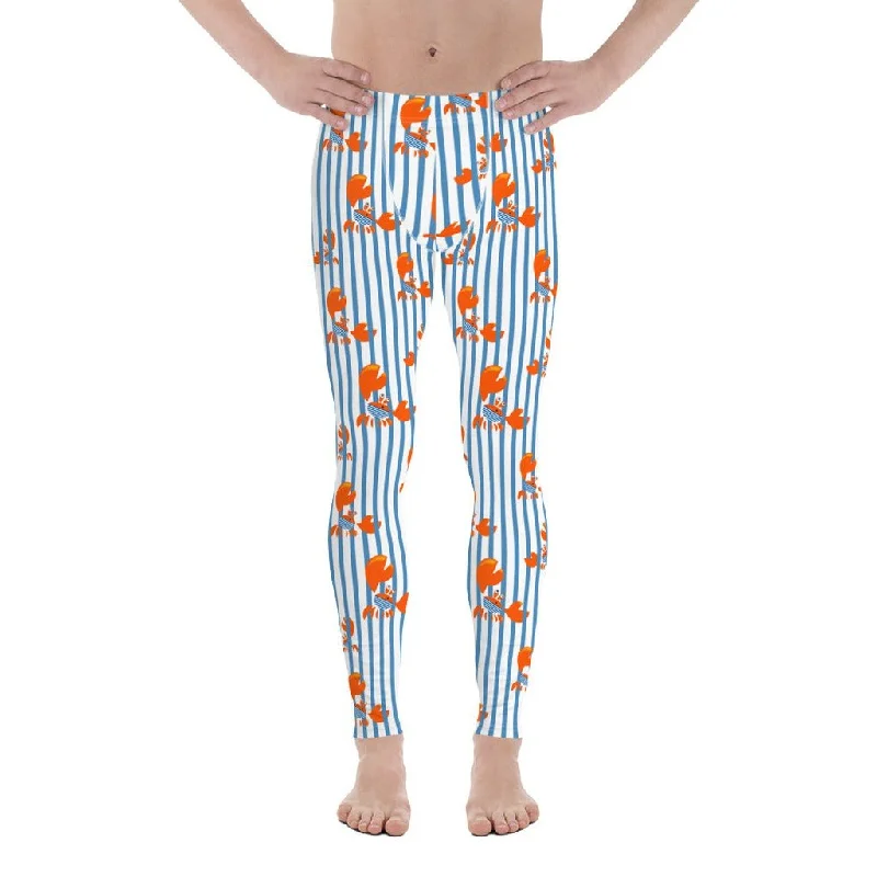 Retro Dress Stripes & Crabs Men's Leggings