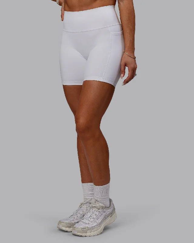 Ethnic Style Bree Masters Fusion Mid Shorts with Pockets - White