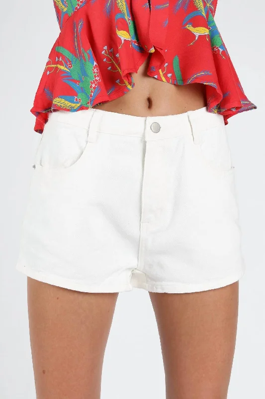 Luxury And Elegant Be The Star High Waist Denim Short In White