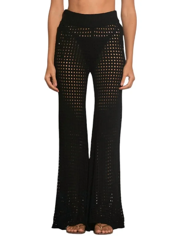 Street Show-off Style All Crochet Pants In Black