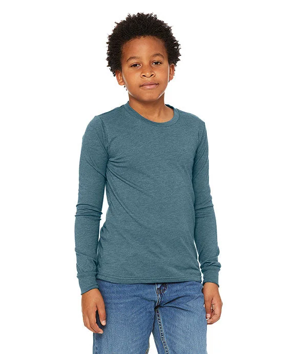 Relaxed Style 3501YCV - Bella + Canvas Youth Heather CVC Long-Sleeve T-Shirt | Heather Deep Teal