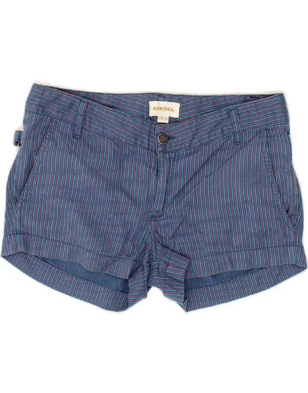 Casual Wear DIESEL Womens Low Waist Hot Pants W34 Large  Blue Striped