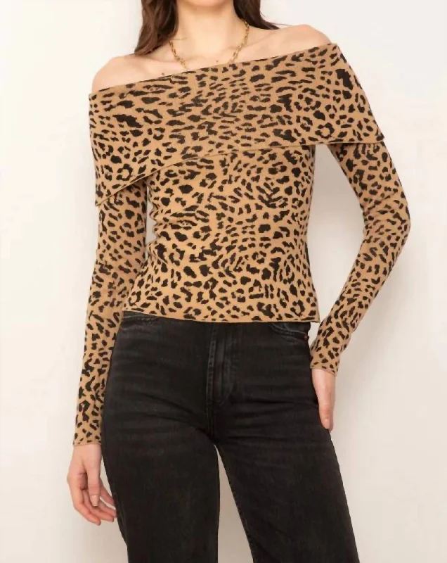 Multifunctional Style Nova Off Shoulder Sweater In Leopard