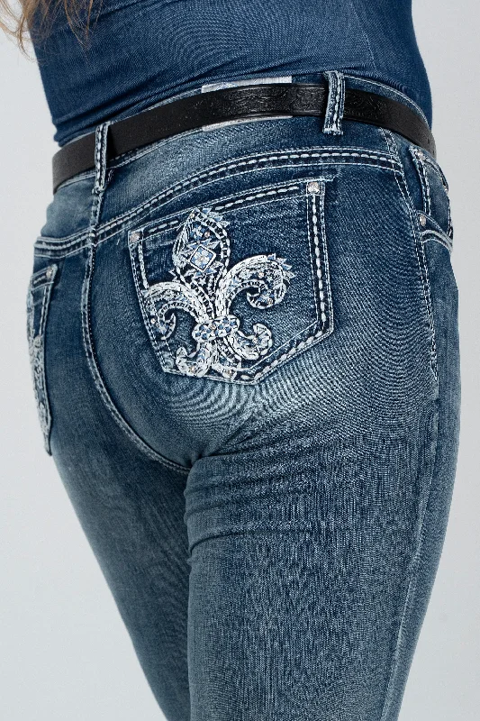 Street Style Flu De Lee Emblishment Plus Size Bootcut Jeans