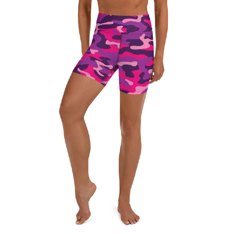 Sports fitness shoes Pink & Purple Camo Yoga Shorts