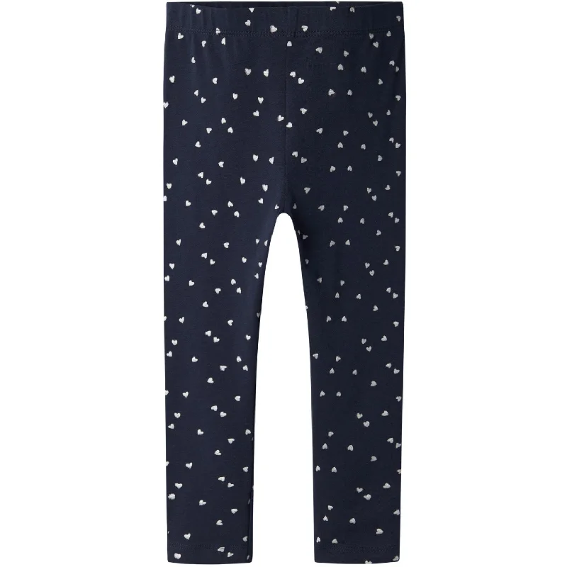 Street Fashion Style Name It Dark Sapphire Hearts Vivian Glitter Leggings