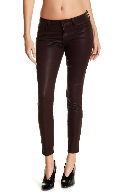 Relaxed Chic The Icon Coated Ankle Denim Skinny Jeans In Deep Orchid