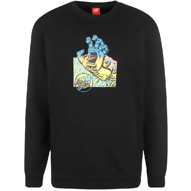 Sports Vitality Style Santa Cruz Crew Screaming Hand Divide Front Sweater - Black
