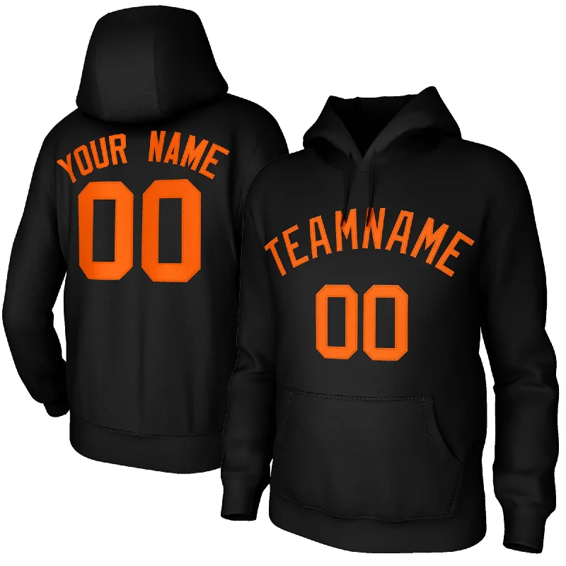 Comfortable Wear Custom Stitched Black Orange Classic Style Hoodie Training Uniform