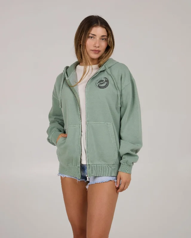 High Street Design Fishin Yang Zip Fleece Hoodie - Sage