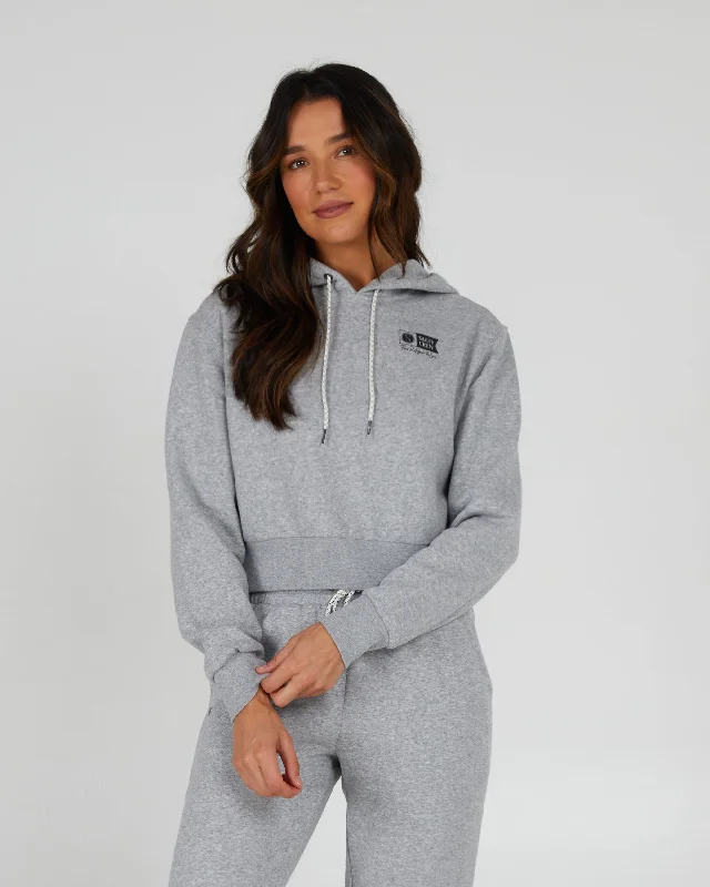 British Style Alpha Crop Fleece Hoodie - Athletic Heather