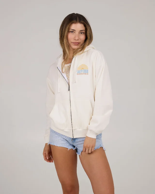 Urban Style In The Rays Zip Fleece Hoodie - Off White