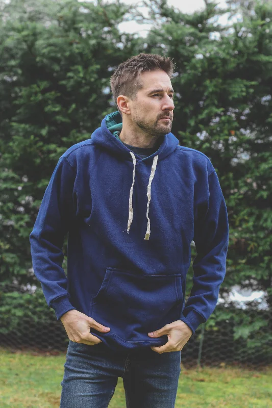 Classic And Versatile Unisex Drop Shoulder Eco Hoodie - Navy