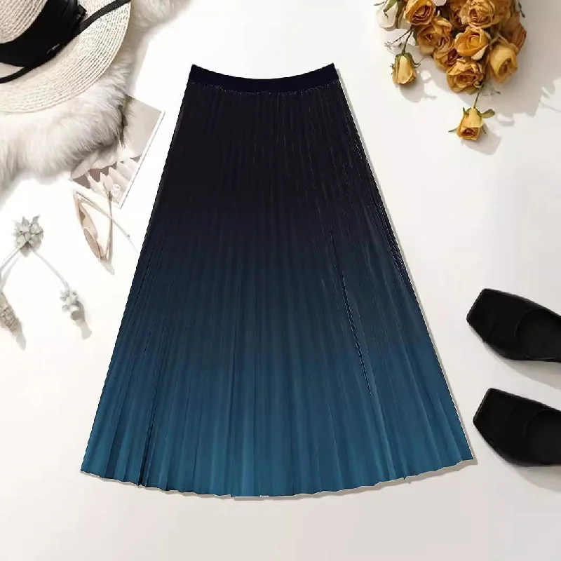 Casual And Versatile Vacation Style Skirt Slimming Pleated Skirt Printed