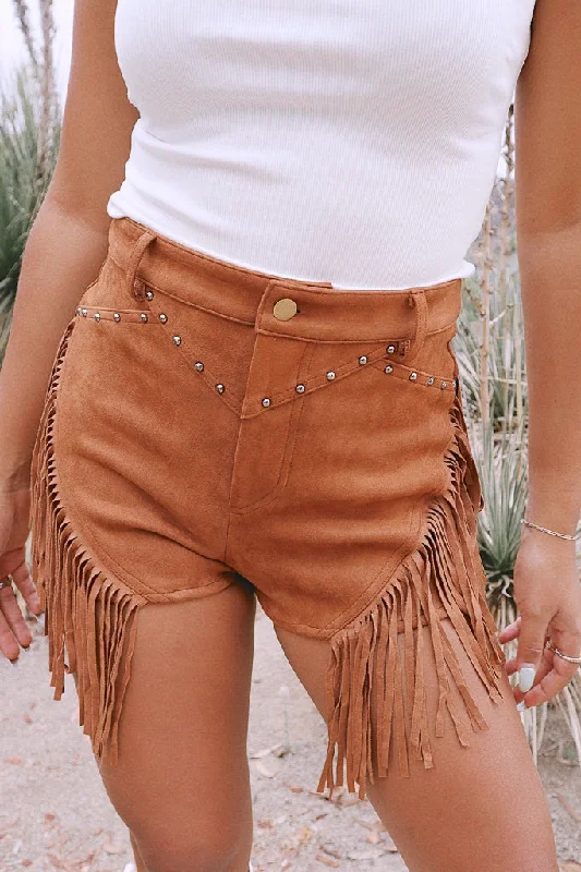 Sports And Leisure Wanderlust Suede Fringe Shorts
