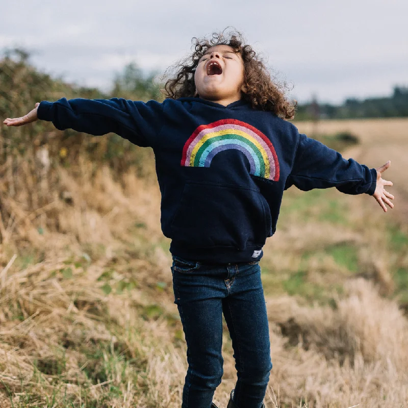 Bottom And Versatile KID: Navy Rainbow Hoodie