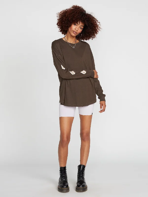 Knitted Design Iconic Stones Long Sleeve Tee - Espresso