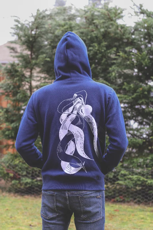 Innovative Design BIG KELP Unisex Zip Up Eco Hoodie - Navy