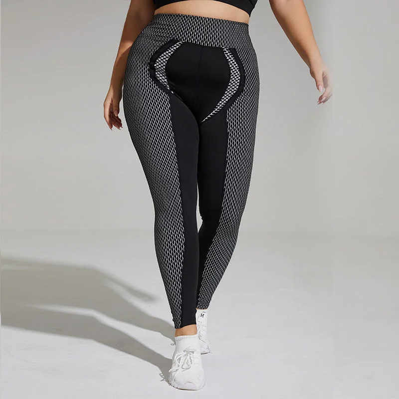 Street Sports Style Women's Peach Hip Jacquard Large Yoga Pants
