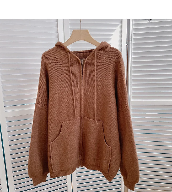 Lace Design New Korean casual simple solid color loose hooded top  6036