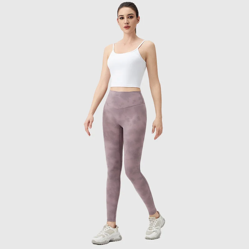 Sports Zipper Style Women's Printed Nude Feel Yoga Trousers